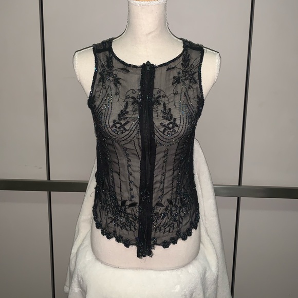 Handmade Beaded Silk Corset Style Top - Picture 2 of 6